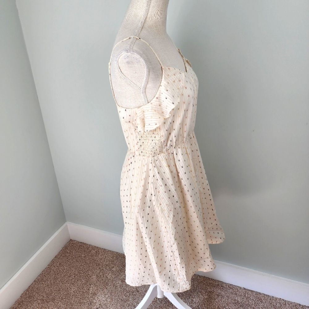 A NEW DAY WOMEN'S POLKA DOT SMOCKED METALLIC SLEVELESS DRESS SIZE XS - Picture 7 of 11